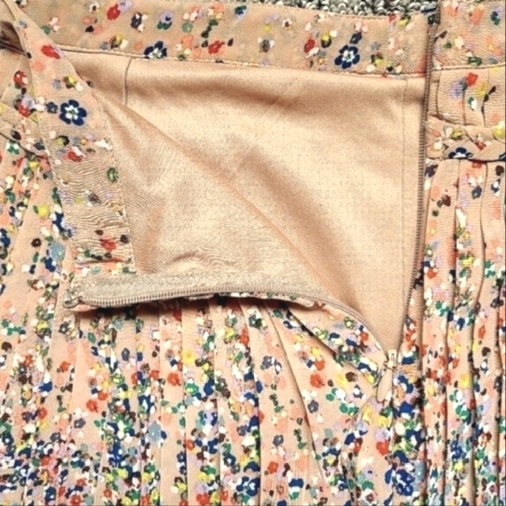 Y2K American Eagle Boho Floral Miniskirt Pleated Tiered Flare Zip-Up Size 4 - Picture 5 of 10